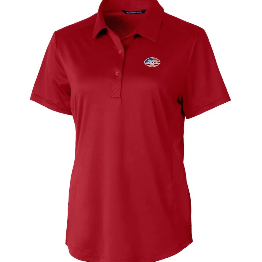 Polos^New York Jets Women's Cutter & Buck Cardinal Americana Prospect Textured Stretch Polo