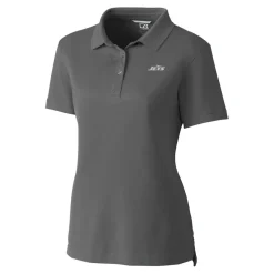 Polos^New York Jets Women's Cutter & Buck Gray Monochromatic Logo DryTec Advantage Tri-Blend Pique Polo