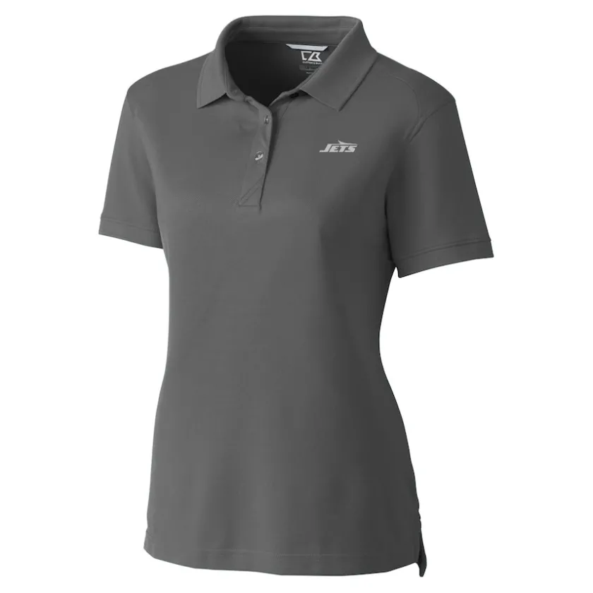 Polos^New York Jets Women's Cutter & Buck Gray Monochromatic Logo DryTec Advantage Tri-Blend Pique Polo