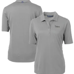 Polos^New York Jets Women's Cutter & Buck Gray Throwback Logo Virtue Eco Pique Recycled Polo