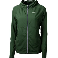 Jackets^New York Jets Women's Cutter & Buck Green Adapt Eco Knit Stretch Hybrid Full-Zip Jacket