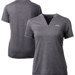Sweaters & Dress Shirts^New York Jets Women's Cutter & Buck Heather Charcoal Throwback Logo Forge Blade V-Neck Polo