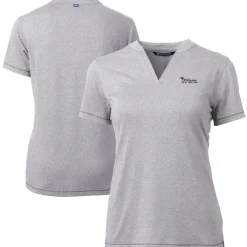 Sweaters & Dress Shirts^New York Jets Women's Cutter & Buck Heather Gray Throwback Logo Forge Blade V-Neck Polo
