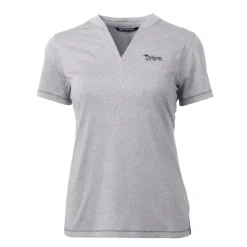 Sweaters & Dress Shirts^New York Jets Women's Cutter & Buck Heather Gray Throwback Logo Forge Blade V-Neck Polo