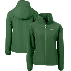 Jackets^New York Jets Women's Cutter & Buck Hunter Green Primary Logo Charter Eco Recycled Full-Zip Jacket