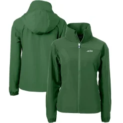 Jackets^New York Jets Women's Cutter & Buck Hunter Green Primary Logo Charter Eco Recycled Full-Zip Jacket