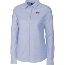 Sweaters & Dress Shirts^New York Jets Women's Cutter & Buck Light Blue Oxford Stretch Long Sleeve Button-Up Shirt