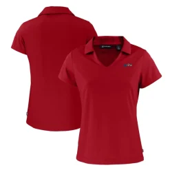 Polos^New York Jets Women's Cutter & Buck Red Americana Daybreak Eco Recycled V-Neck Polo