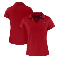Polos^New York Jets Women's Cutter & Buck Red Americana Daybreak Eco Recycled V-Neck Polo