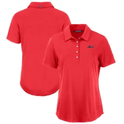 Polos^New York Jets Women's Cutter & Buck Red Coastline Epic Comfort Eco Recycled Polo