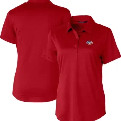 Polos^New York Jets Women's Cutter & Buck Red Americana Prospect Textured Stretch Polo
