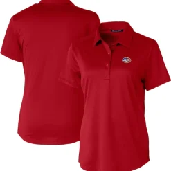 Polos^New York Jets Women's Cutter & Buck Red Americana Prospect Textured Stretch Polo
