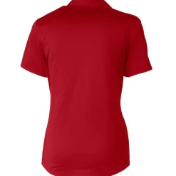 Polos^New York Jets Women's Cutter & Buck Red Americana Prospect Textured Stretch Polo