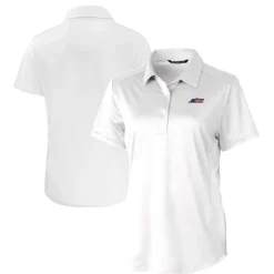 Polos^New York Jets Women's Cutter & Buck White Prospect Eco Textured Stretch Recycled Polo