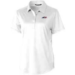 Polos^New York Jets Women's Cutter & Buck White Prospect Eco Textured Stretch Recycled Polo