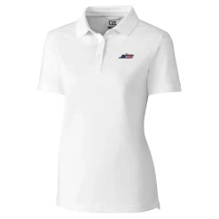 Polos^New York Jets Women's Cutter & Buck White DryTec Advantage Tri-Blend Pique Polo