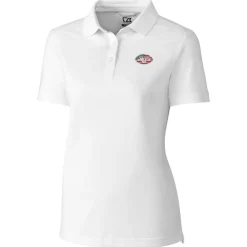 Polos^New York Jets Women's Cutter & Buck White Advantage DryTec Tri-Blend Pique Polo