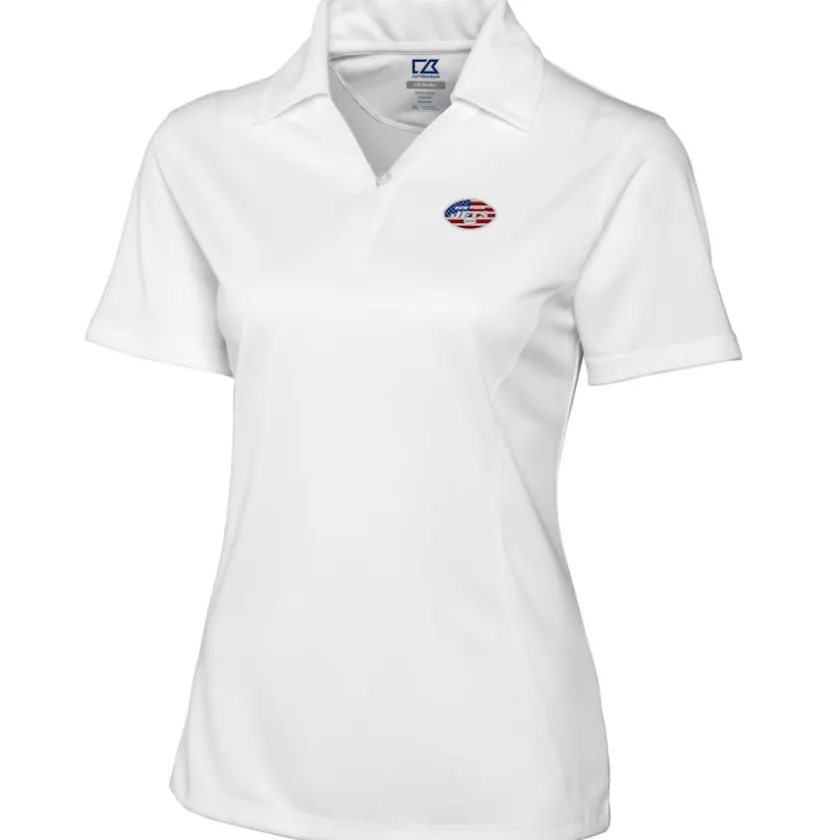 Polos^New York Jets Women's Cutter & Buck White Genre DryTec Textured Polo