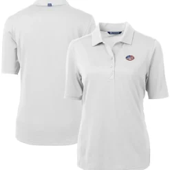 Polos^New York Jets Women's Cutter & Buck White Americana Virtue Eco Pique Recycled Polo