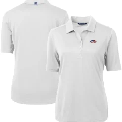 Polos^New York Jets Women's Cutter & Buck White Americana Virtue Eco Pique Recycled Polo