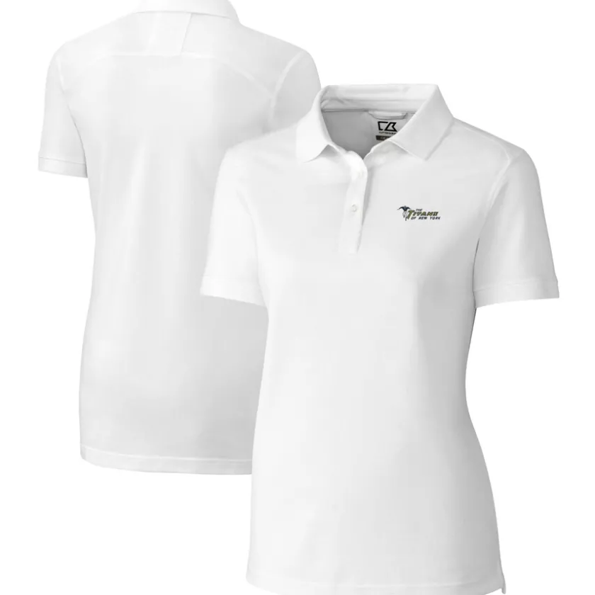 Polos^New York Jets Women's Cutter & Buck White Throwback Logo Advantage Tri-Blend Pique Polo
