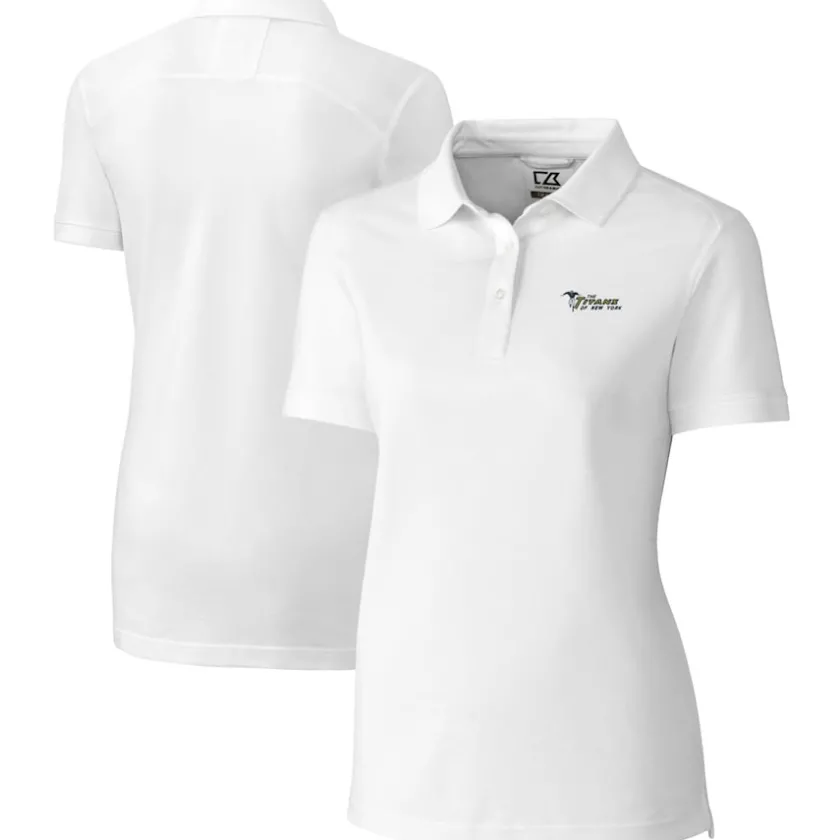 Polos^New York Jets Women's Cutter & Buck White Throwback Logo Advantage Tri-Blend Pique Polo