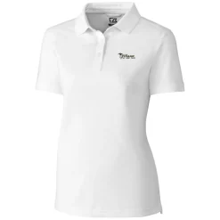 Polos^New York Jets Women's Cutter & Buck White Throwback Logo Advantage Tri-Blend Pique Polo