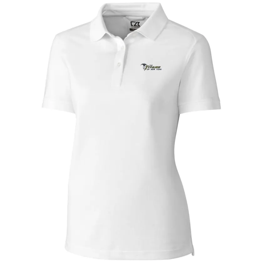 Polos^New York Jets Women's Cutter & Buck White Throwback Logo Advantage Tri-Blend Pique Polo