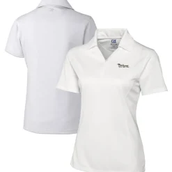 Polos^New York Jets Women's Cutter & Buck White Throwback Logo Genre DryTec Textured Polo