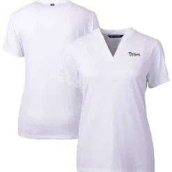 Sweaters & Dress Shirts^New York Jets Women's Cutter & Buck White Throwback Logo Forge Blade V-Neck Polo