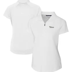 Polos^New York Jets Women's Cutter & Buck White Throwback Logo Forge Stretch Polo