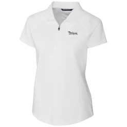 Polos^New York Jets Women's Cutter & Buck White Throwback Logo Forge Stretch Polo