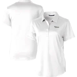 Polos^New York Jets Women's Cutter & Buck White Throwback Logo Prospect Textured Stretch Polo