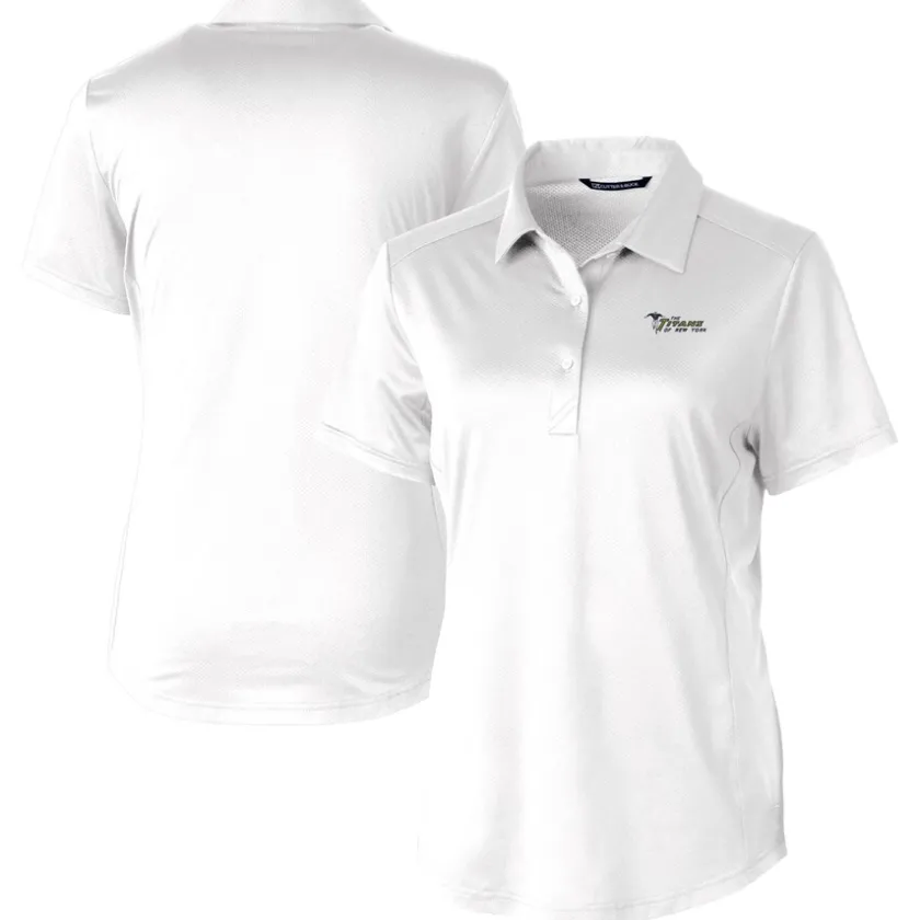 Polos^New York Jets Women's Cutter & Buck White Throwback Logo Prospect Textured Stretch Polo