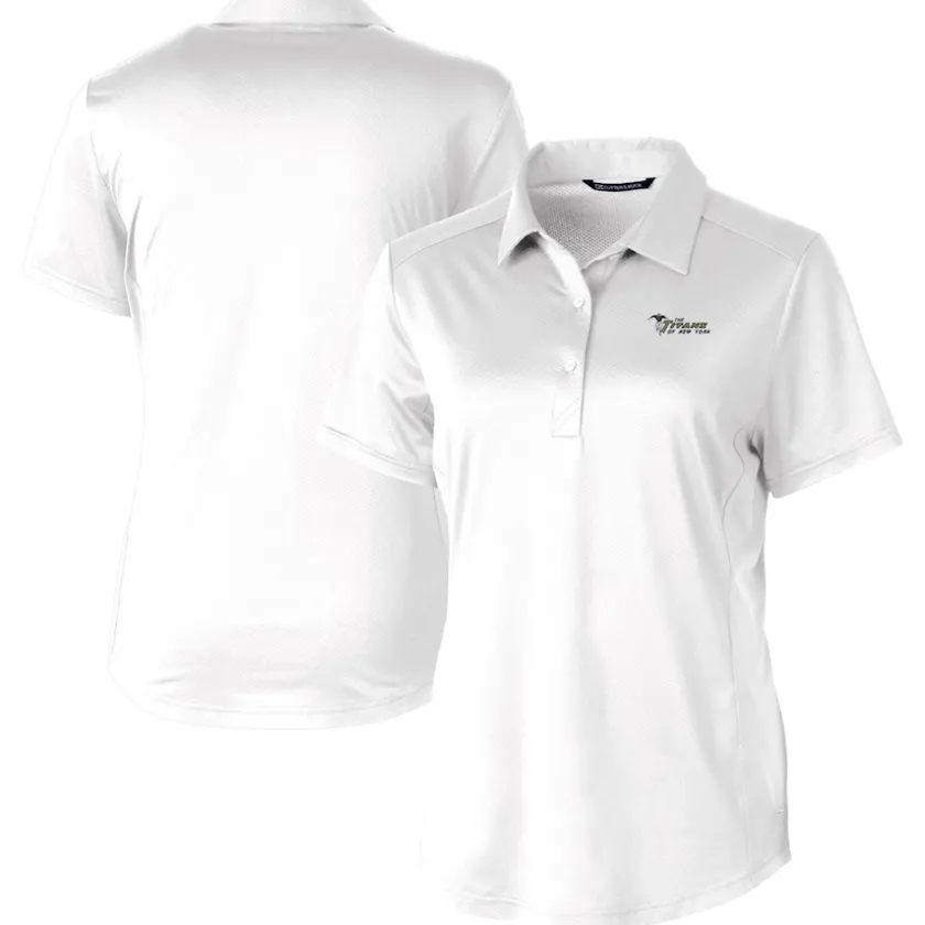 Polos^New York Jets Women's Cutter & Buck White Throwback Logo Prospect Textured Stretch Polo