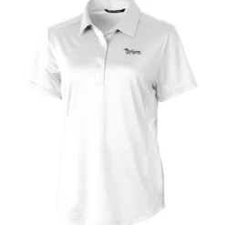 Polos^New York Jets Women's Cutter & Buck White Throwback Logo Prospect Textured Stretch Polo