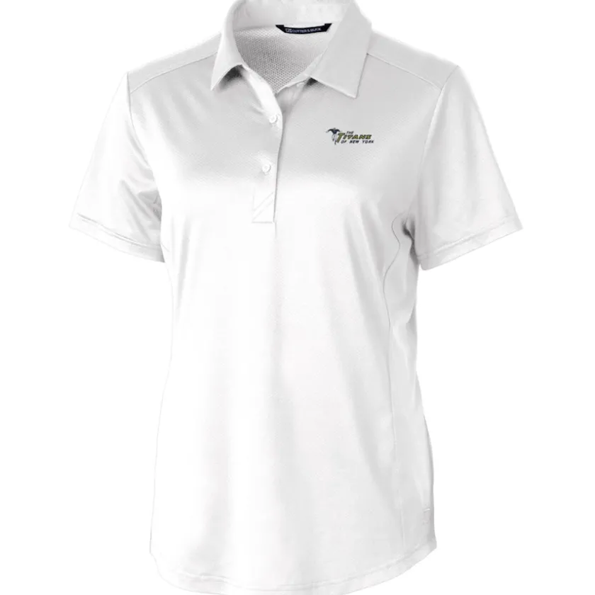 Polos^New York Jets Women's Cutter & Buck White Throwback Logo Prospect Textured Stretch Polo