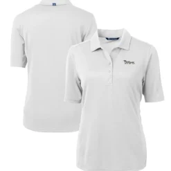 Polos^New York Jets Women's Cutter & Buck White Throwback Logo Virtue Eco Pique Recycled Polo