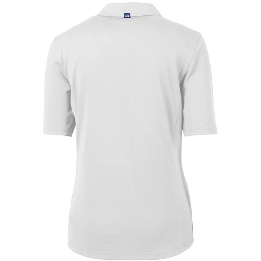 Polos^New York Jets Women's Cutter & Buck White Throwback Logo Virtue Eco Pique Recycled Polo
