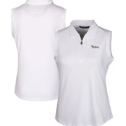Polos^New York Jets Women's Cutter & Buck White Throwback Logo Forge Stretch Sleeveless Polo