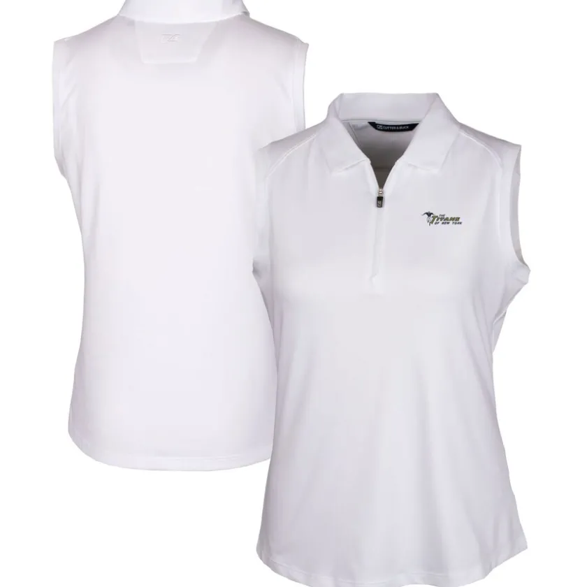 Polos^New York Jets Women's Cutter & Buck White Throwback Logo Forge Stretch Sleeveless Polo