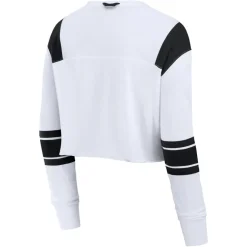 T-Shirts|Women^New York Jets Women's Fanatics White Stretch Cropped Fashion Long Sleeve T-Shirt