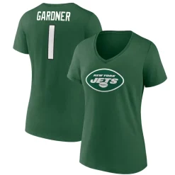 T-Shirts|Women^New York Jets Women's Fanatics Ahmad Sauce Gardner Black Player Icon Name & Number V-Neck T-Shirt