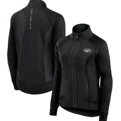 Jackets^New York Jets Women's Fanatics Black Studio Fitted Full-Zip Gym Track Jacket
