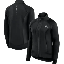 Jackets^New York Jets Women's Fanatics Black Studio Fitted Full-Zip Gym Track Jacket