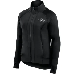 Jackets^New York Jets Women's Fanatics Black Studio Fitted Full-Zip Gym Track Jacket