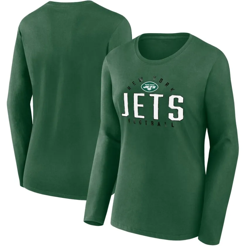 Plus Sizes^New York Jets Women's Fanatics Green Plus Size Foiled Play Long Sleeve T-Shirt