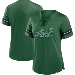 T-Shirts|Women^New York Jets Women's Fanatics Green Play Script Lace-Up T-Shirt