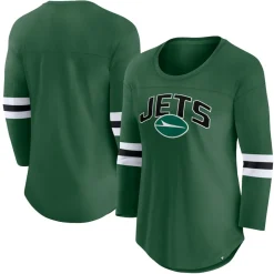 T-Shirts|Women^New York Jets Women's Fanatics Green First Team Arch Logo 3/4 Sleeve T-Shirt