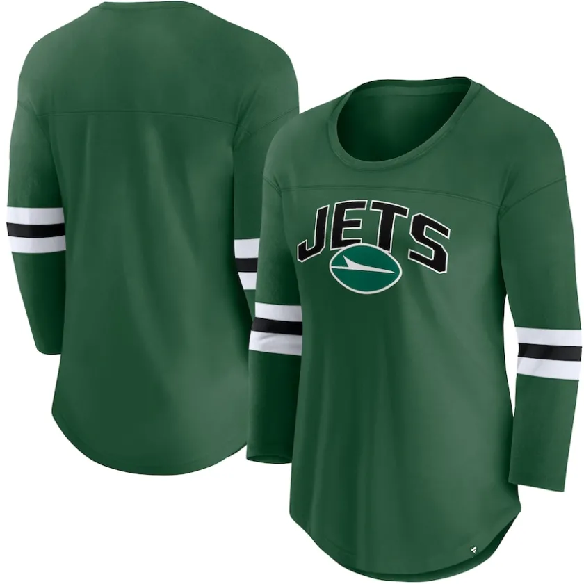T-Shirts|Women^New York Jets Women's Fanatics Green First Team Arch Logo 3/4 Sleeve T-Shirt